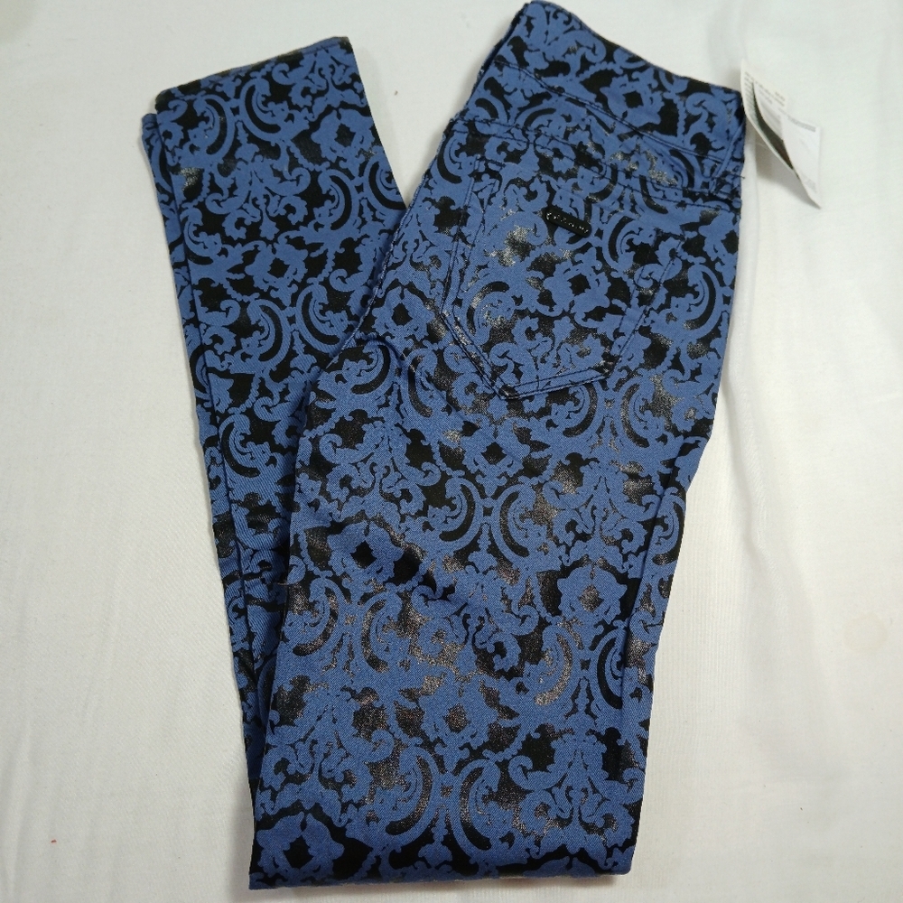 G by Guess Blue & Black Patterned Skinny Jeans Women's Size 24